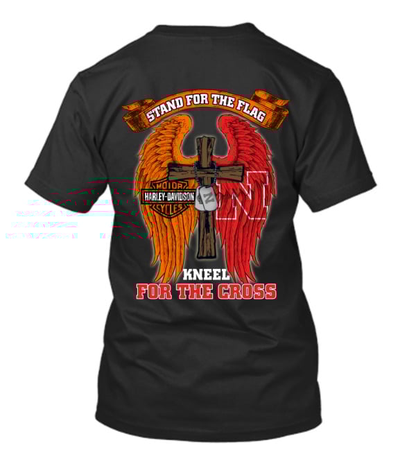 Stand For The Flag Kneel For The Cross Harley Davidson Nebraska Cornhuskers T-Shirt