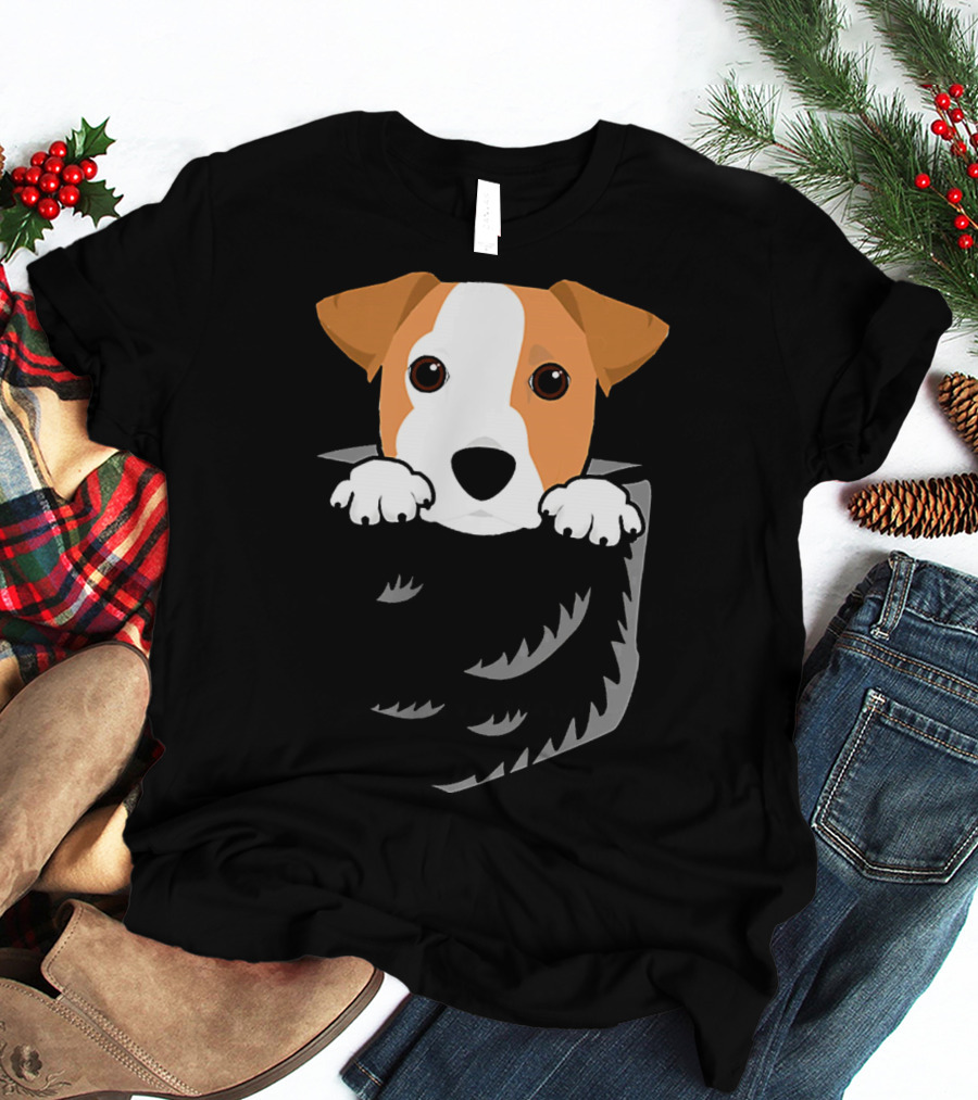 Adorable Jack Russell Terrier In Pocket Looking Out T-Shirt
