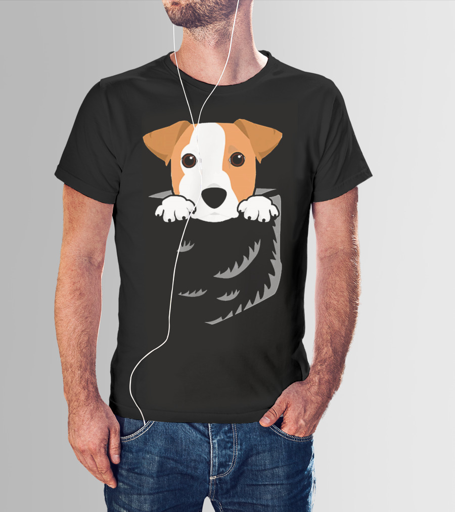 Adorable Jack Russell Terrier In Pocket Looking Out T-Shirt