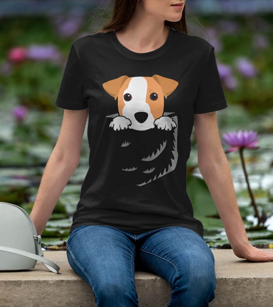 Adorable Jack Russell Terrier In Pocket Looking Out T-Shirt