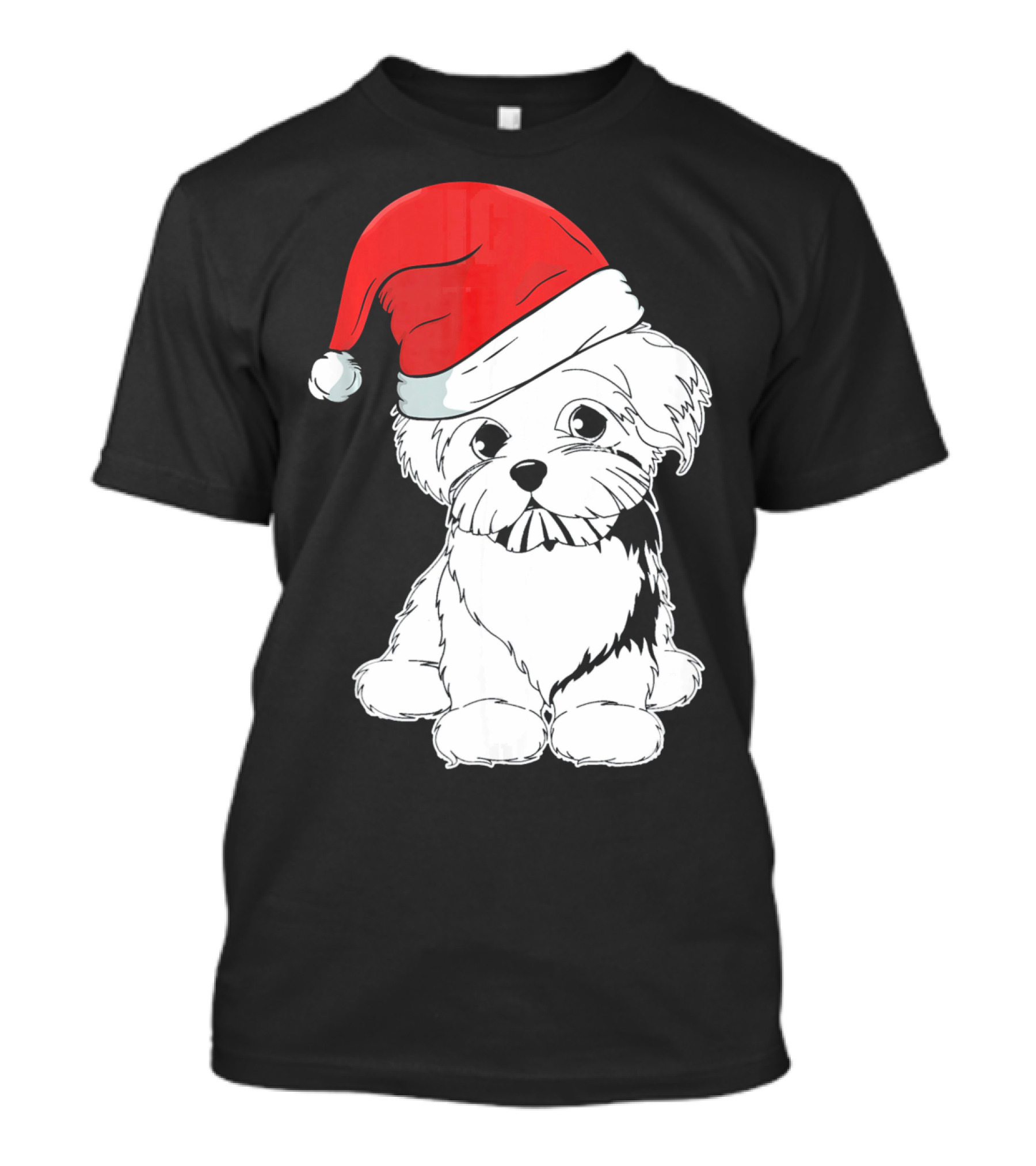 Best Christmas Maltese Santa Hat T-Shirt
