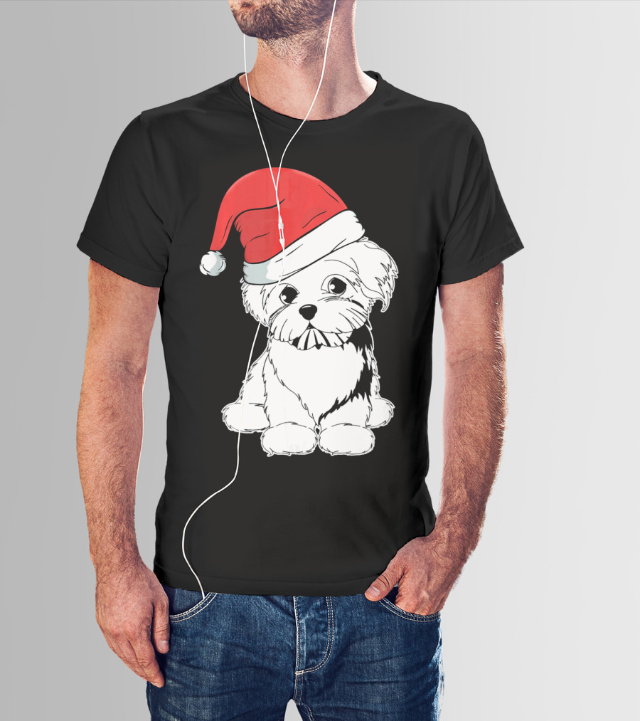Best Christmas Maltese Santa Hat T-Shirt