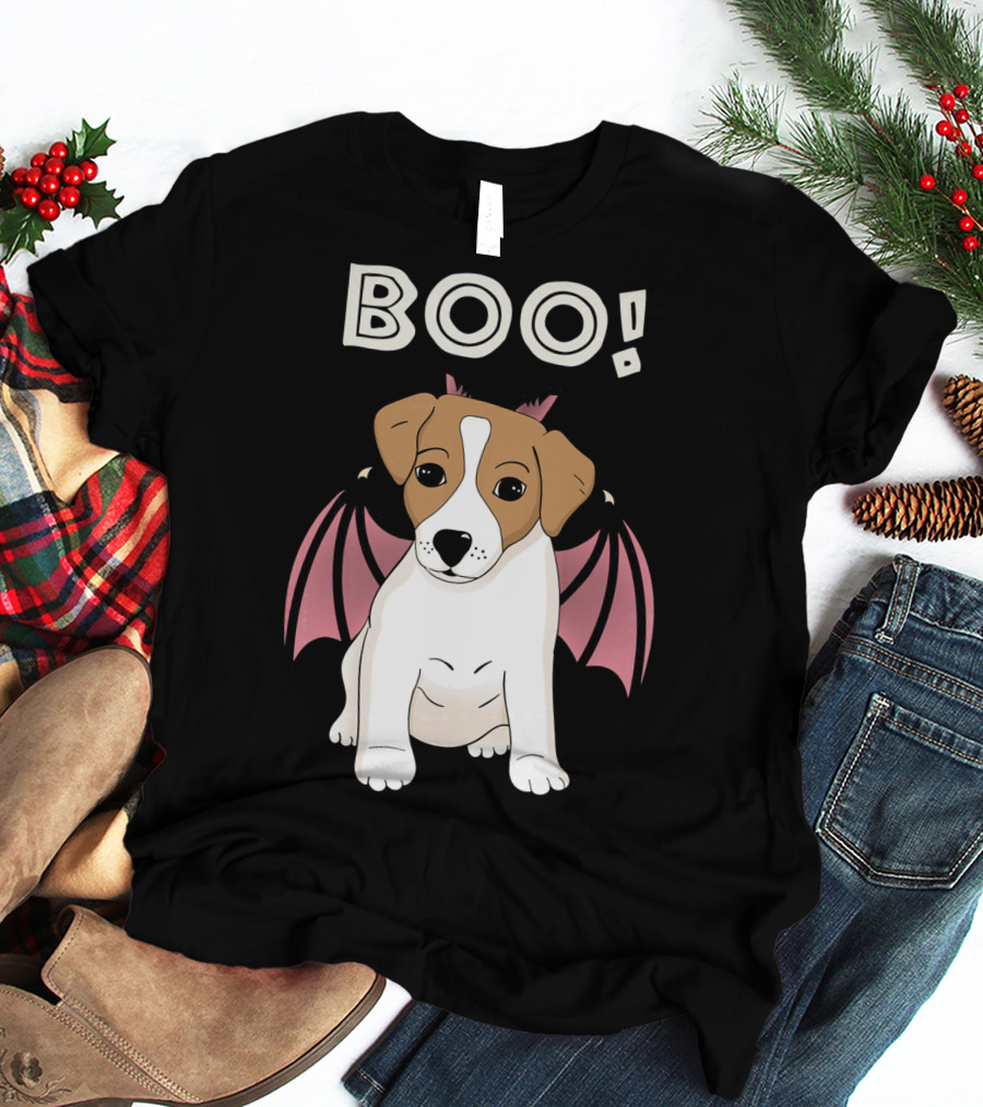BOO Jack Russell Terrier With Bat Wings T-Shirt
