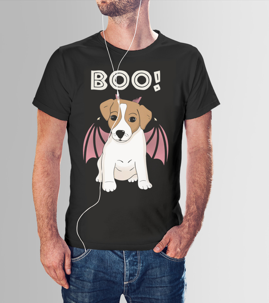 BOO Jack Russell Terrier With Bat Wings T-Shirt