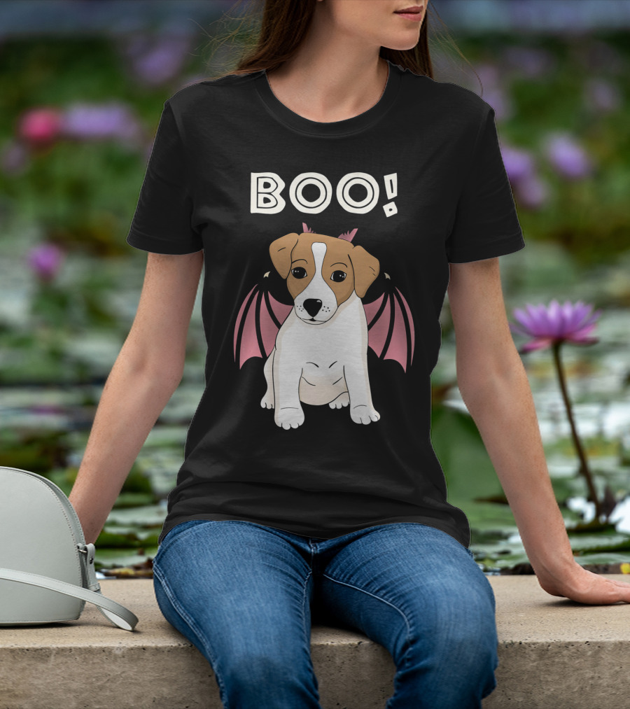BOO Jack Russell Terrier With Bat Wings T-Shirt