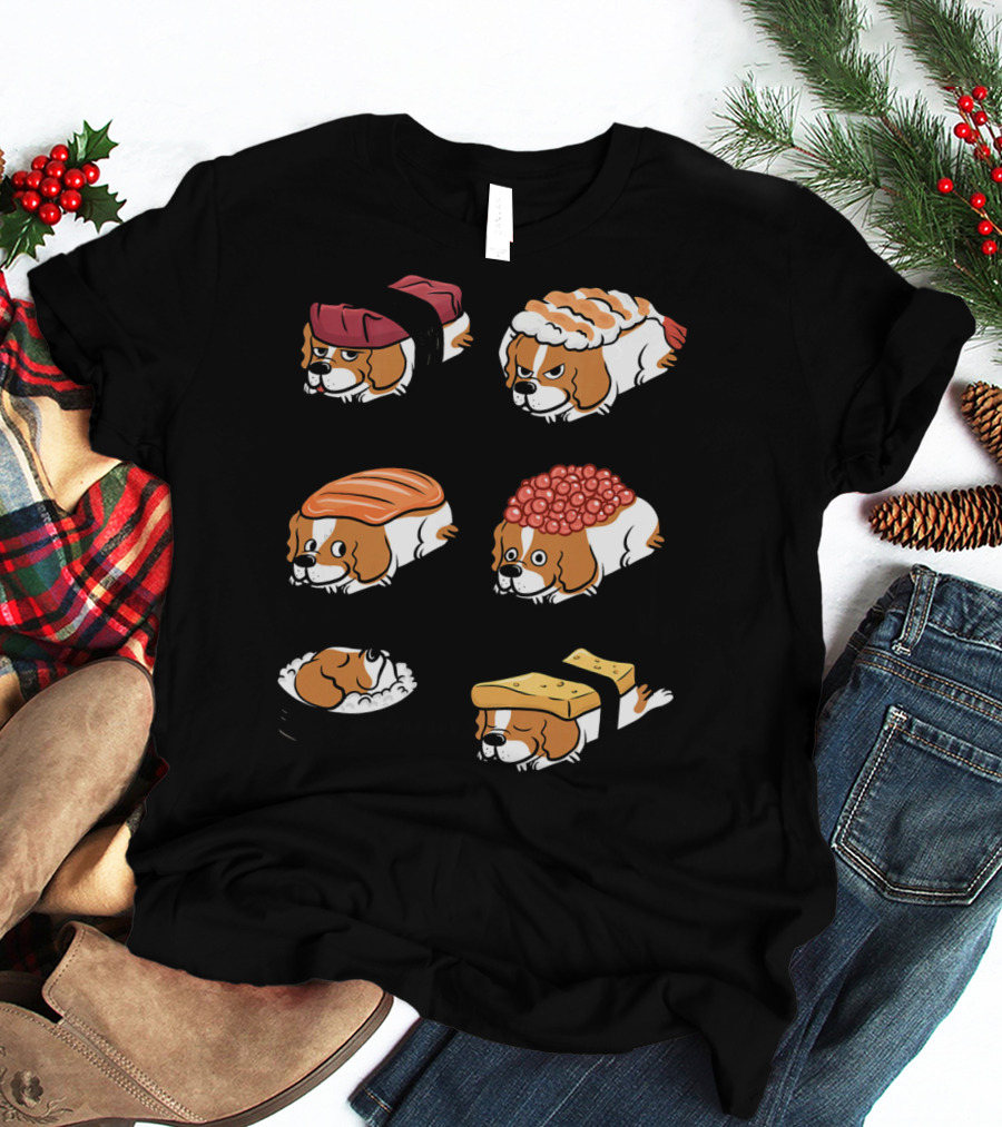 Cavalier King Charles Spaniel Nigiri Sushi Roll Variations T-Shirt