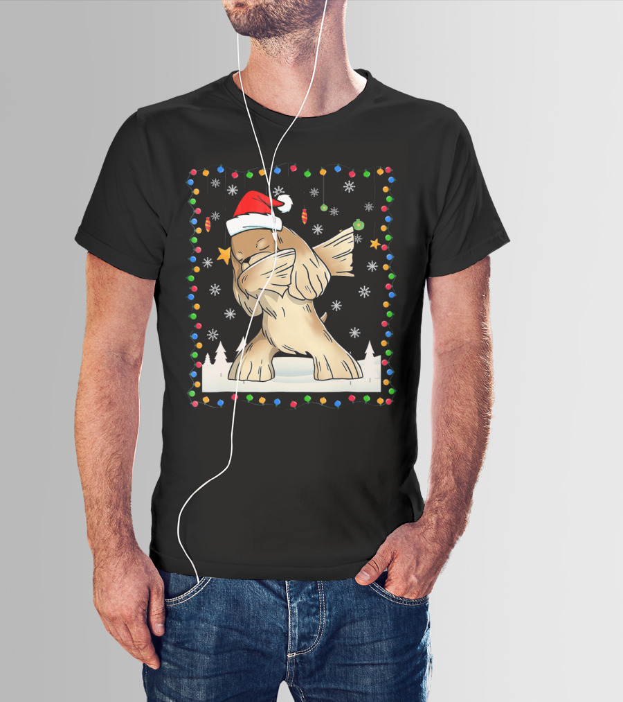 Dabbing Cocker Spaniel Santa Christmas Light T-Shirt