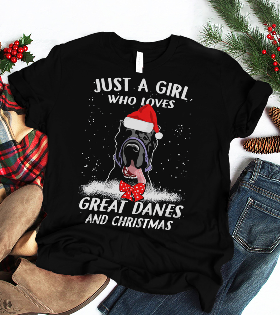 Just A Girl Who Loves Great Danes And Christmas T-Shirt