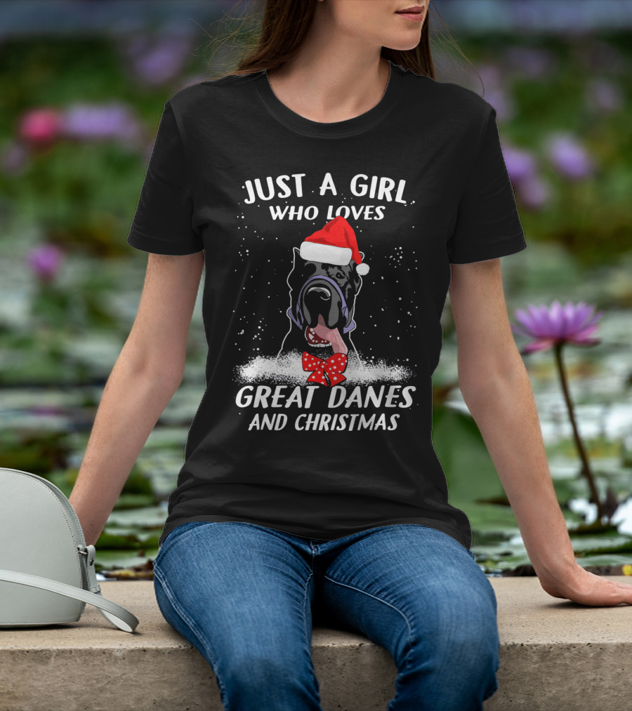 Just A Girl Who Loves Great Danes And Christmas T-Shirt