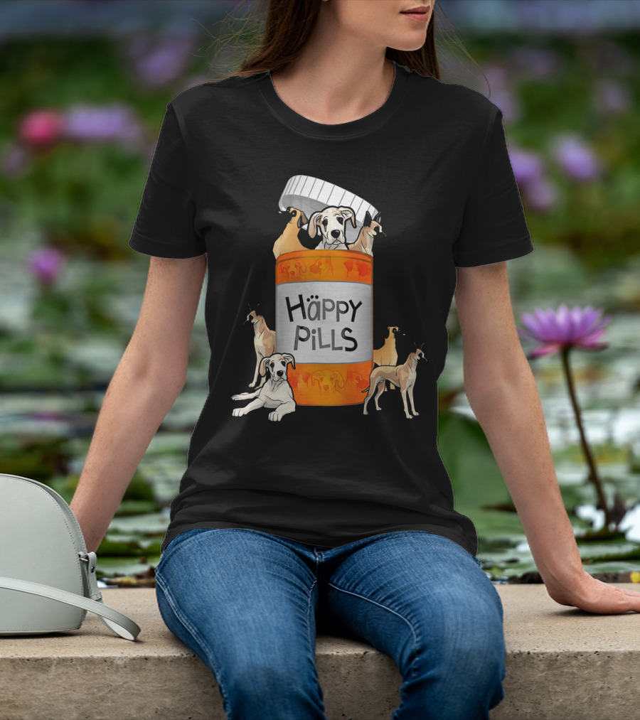 Great Dane Dog Happy Pills Prescription Bottle T-Shirt
