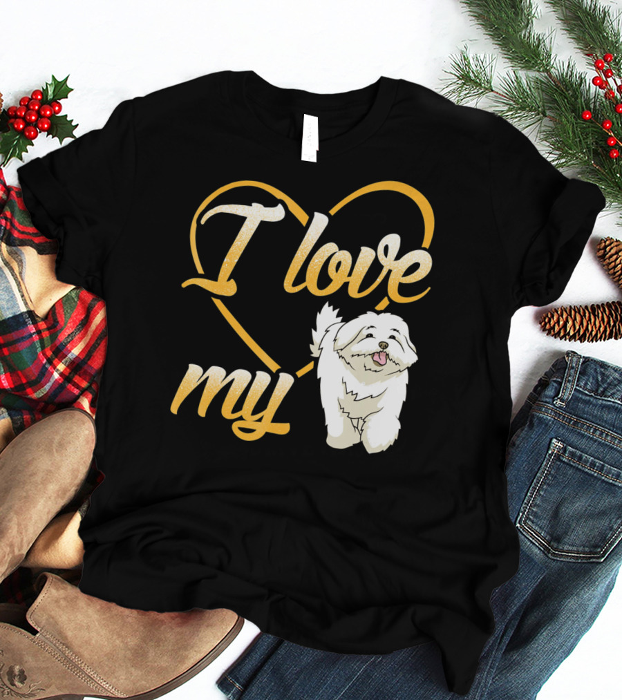 I Love My Maltese Dog Heart T-Shirt