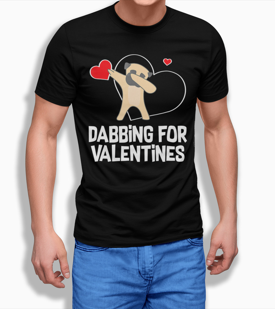 Dabbing Pug For Valentines Hearts Cute T-Shirt