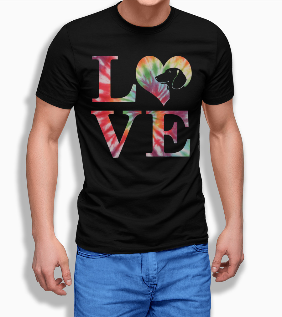 Dachshund Dog Love Tie Dye Valentines T-Shirt