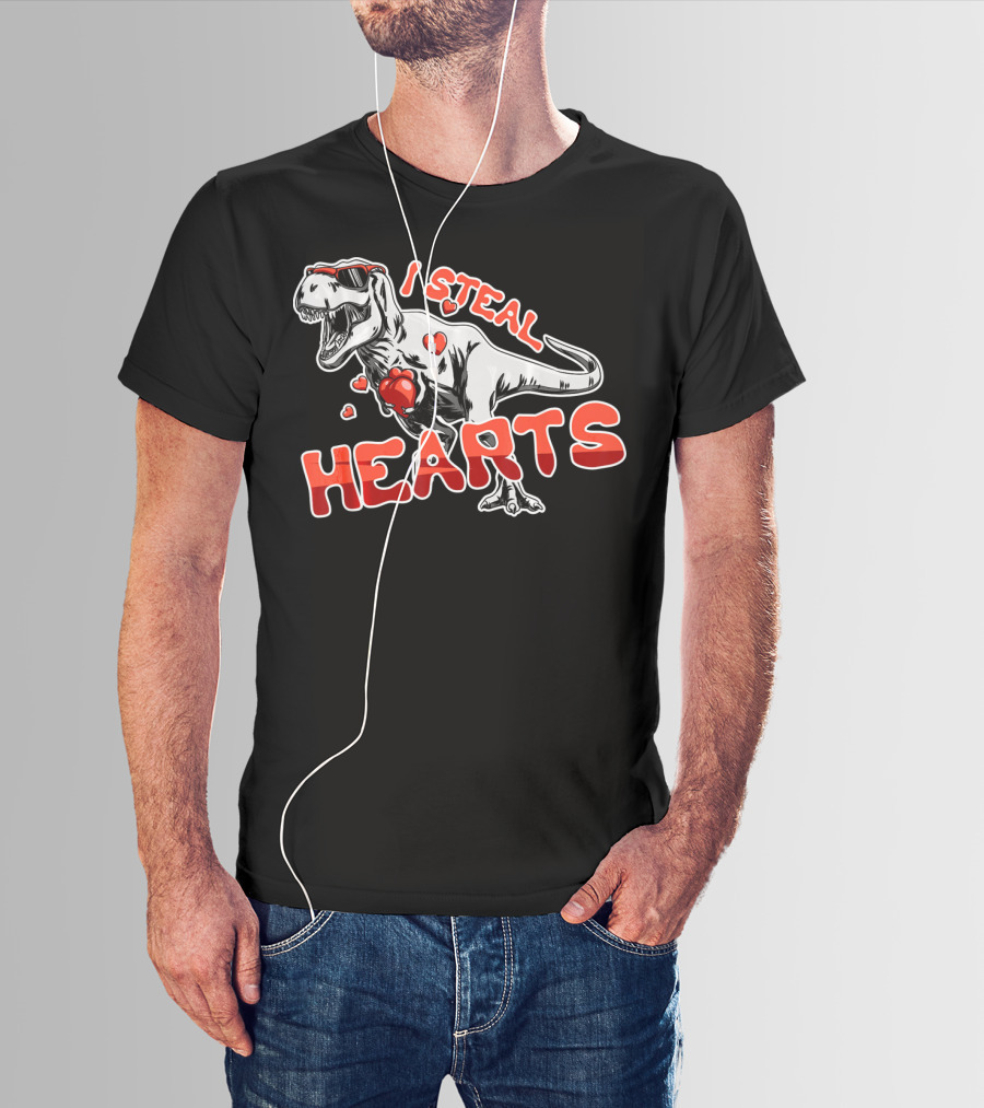 Dinosaur I Steal Hearts Valentine T-Shirt