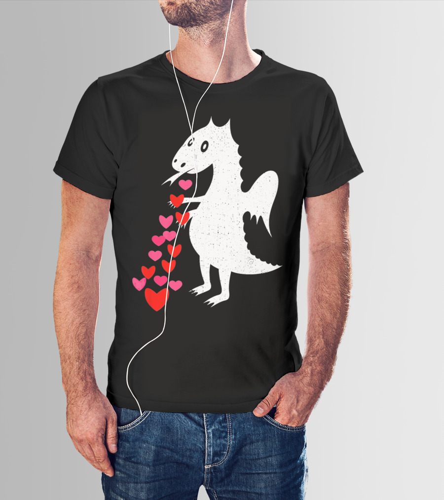 Dragon Spitting Love Hearts Anti Valentine's Day T-Shirt