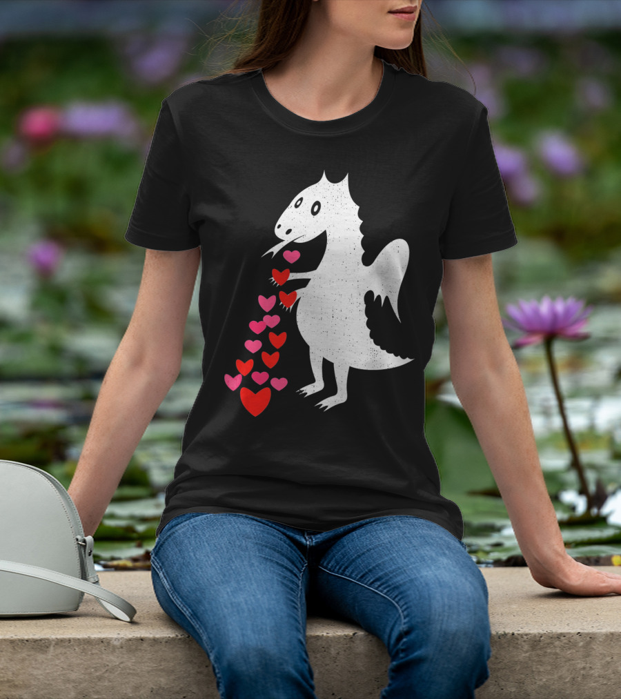 Dragon Spitting Love Hearts Anti Valentine's Day T-Shirt