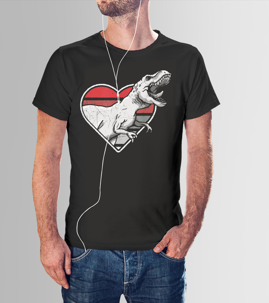 Valentine's Day Heart T-Rex Love Dinosaur Fun T-Shirt