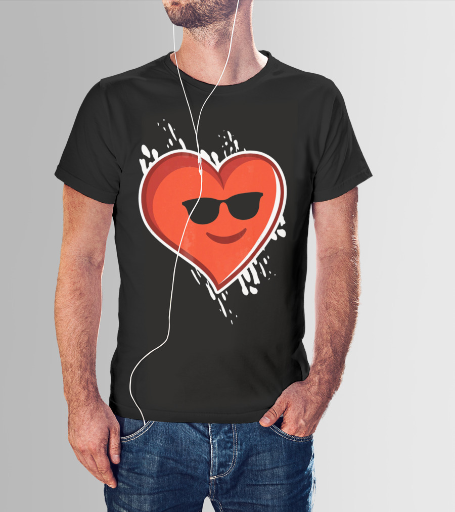 Heart Emoji Cool Shades Valentines T-Shirt
