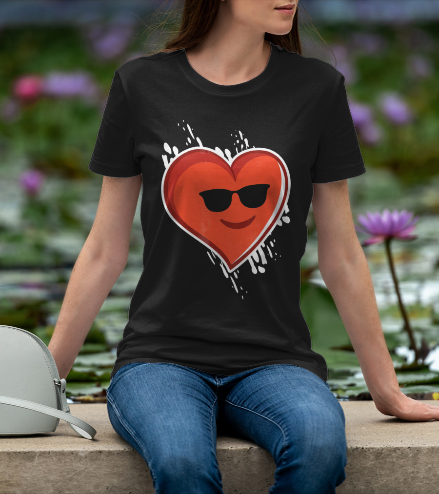 Heart Emoji Cool Shades Valentines T-Shirt
