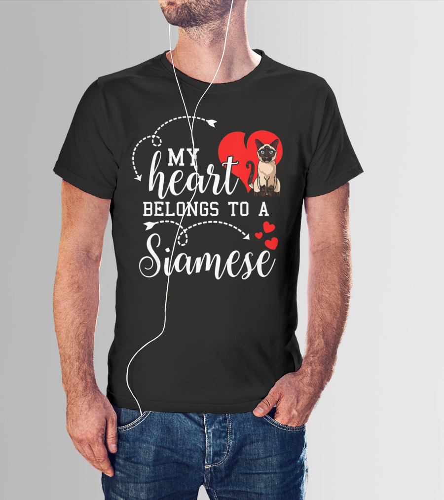 My Heart Belongs To A Siamese Cat Lover Mom With Cute Funny T-Shirt