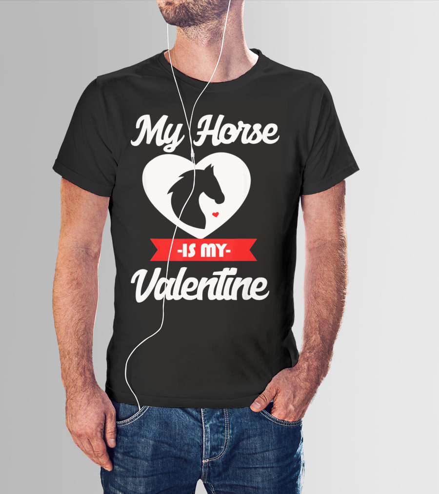 My Horse Is My Valentine Heart Silhouette Cowgirl Cowboy T-Shirt