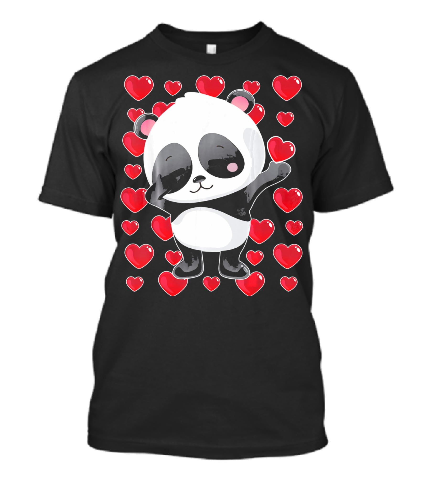 Panda Surrounded By Hearts For Valentines Day T-Shirt