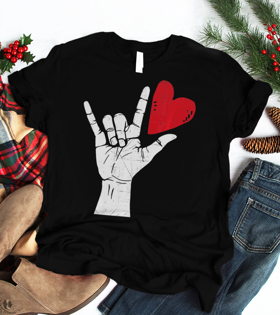 Sign Language I Love You Valentine Heart T-Shirt