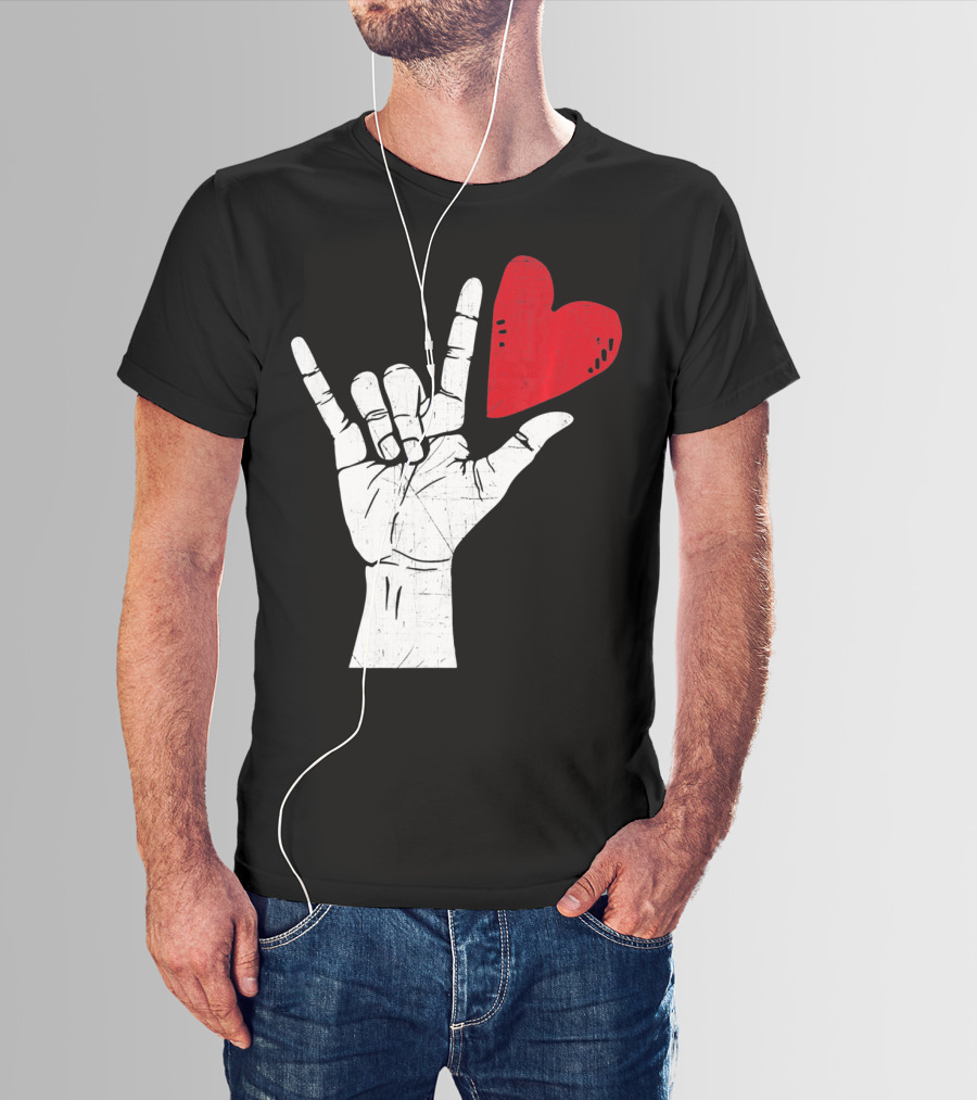 Sign Language I Love You Valentine Heart T-Shirt