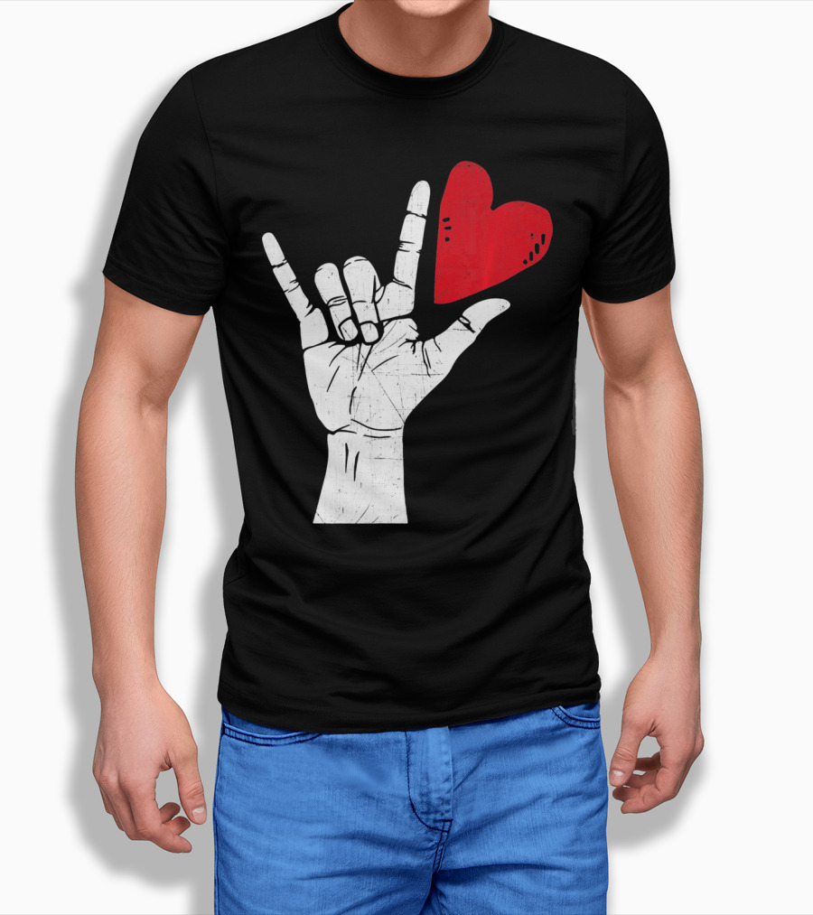 Sign Language I Love You Valentine Heart T-Shirt