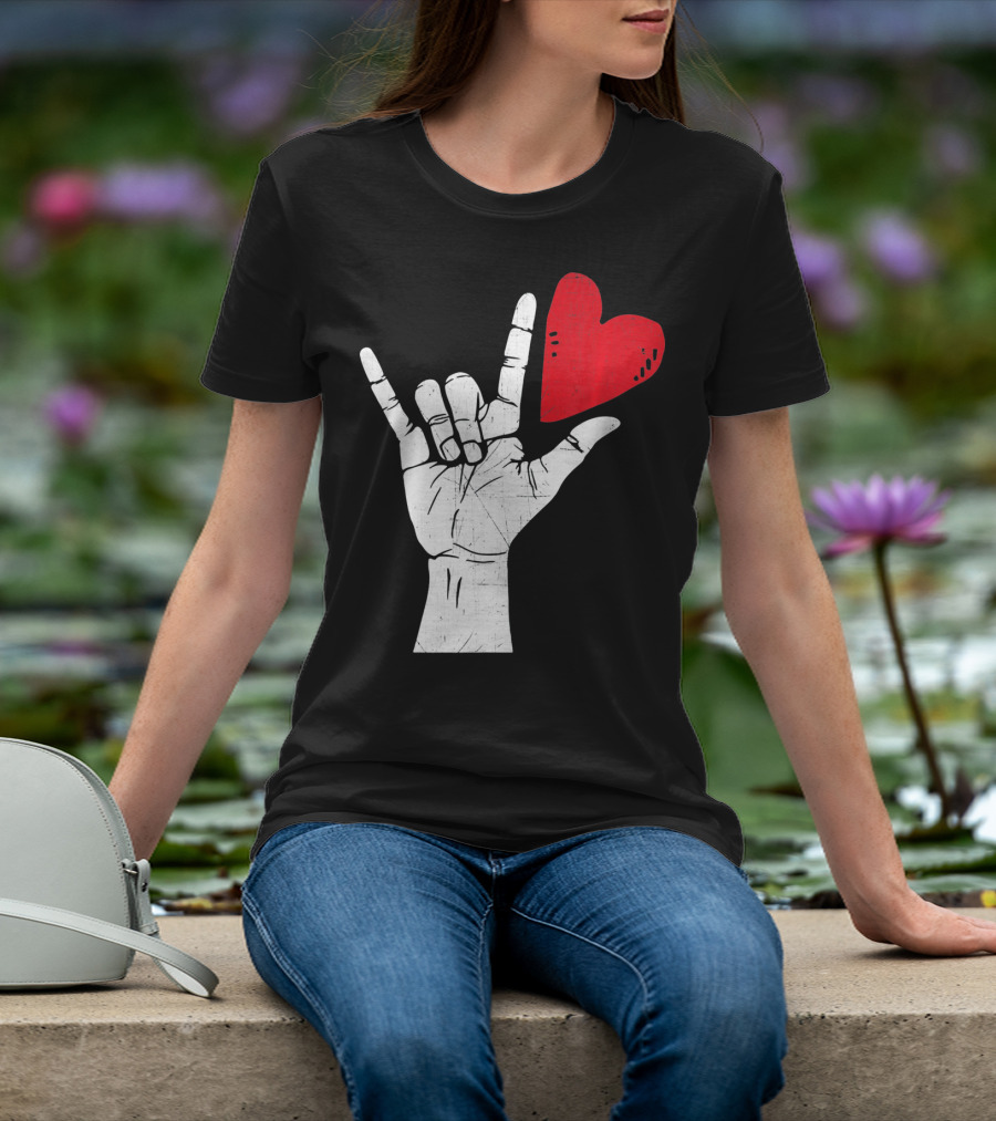 Sign Language I Love You Valentine Heart T-Shirt