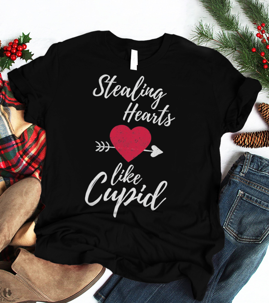Stealing Hearts Like Cupid Valentines Red Heart Arrow T-Shirt