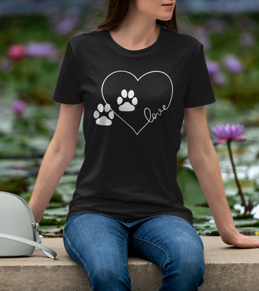 Love Paw Prints Heart T-Shirt