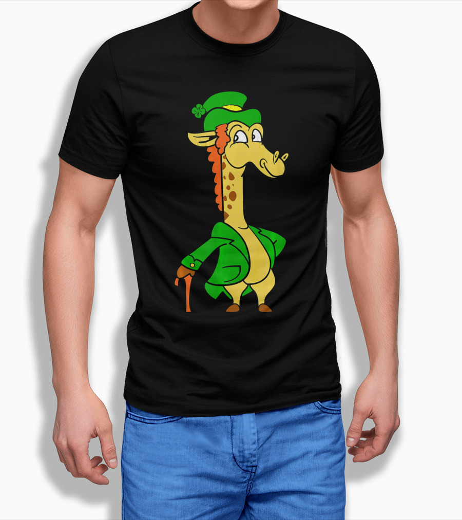 Funny Cool St. Patricks Day Giraffe Iris Leprechaun T-Shirt