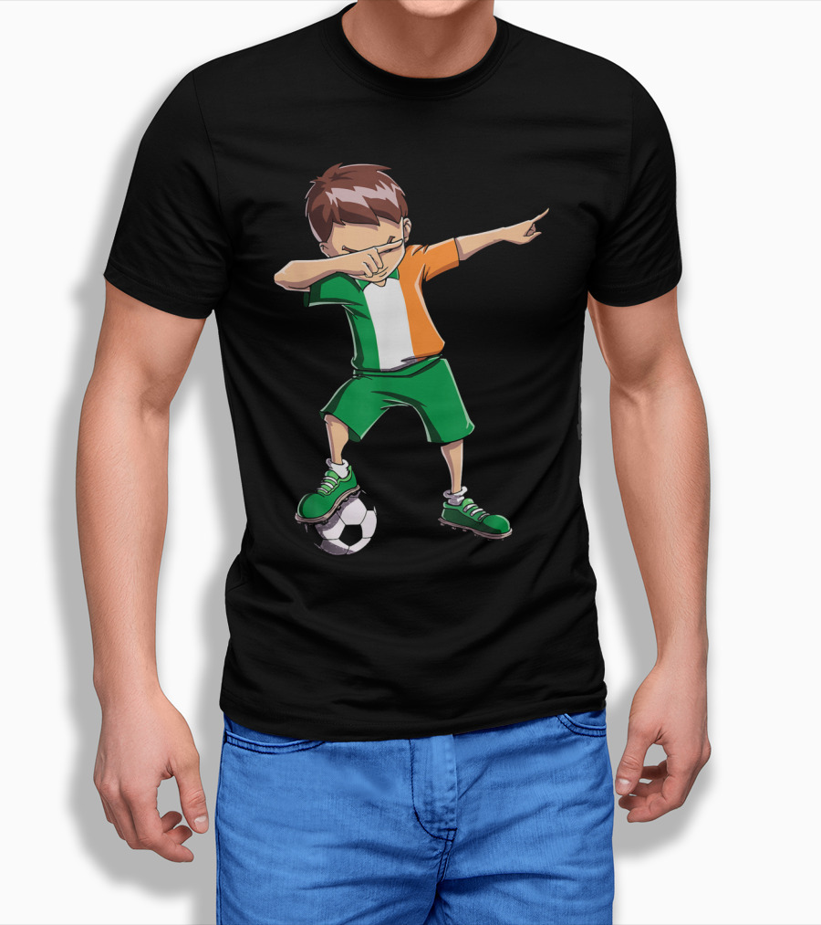 Ireland Soccer Dabbing Boy Football Player T-Shirt
