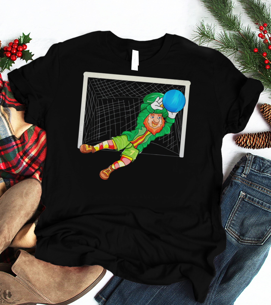 Football Soccer Keeper Leprechaun St Patrick's Goal Save T-Shirt