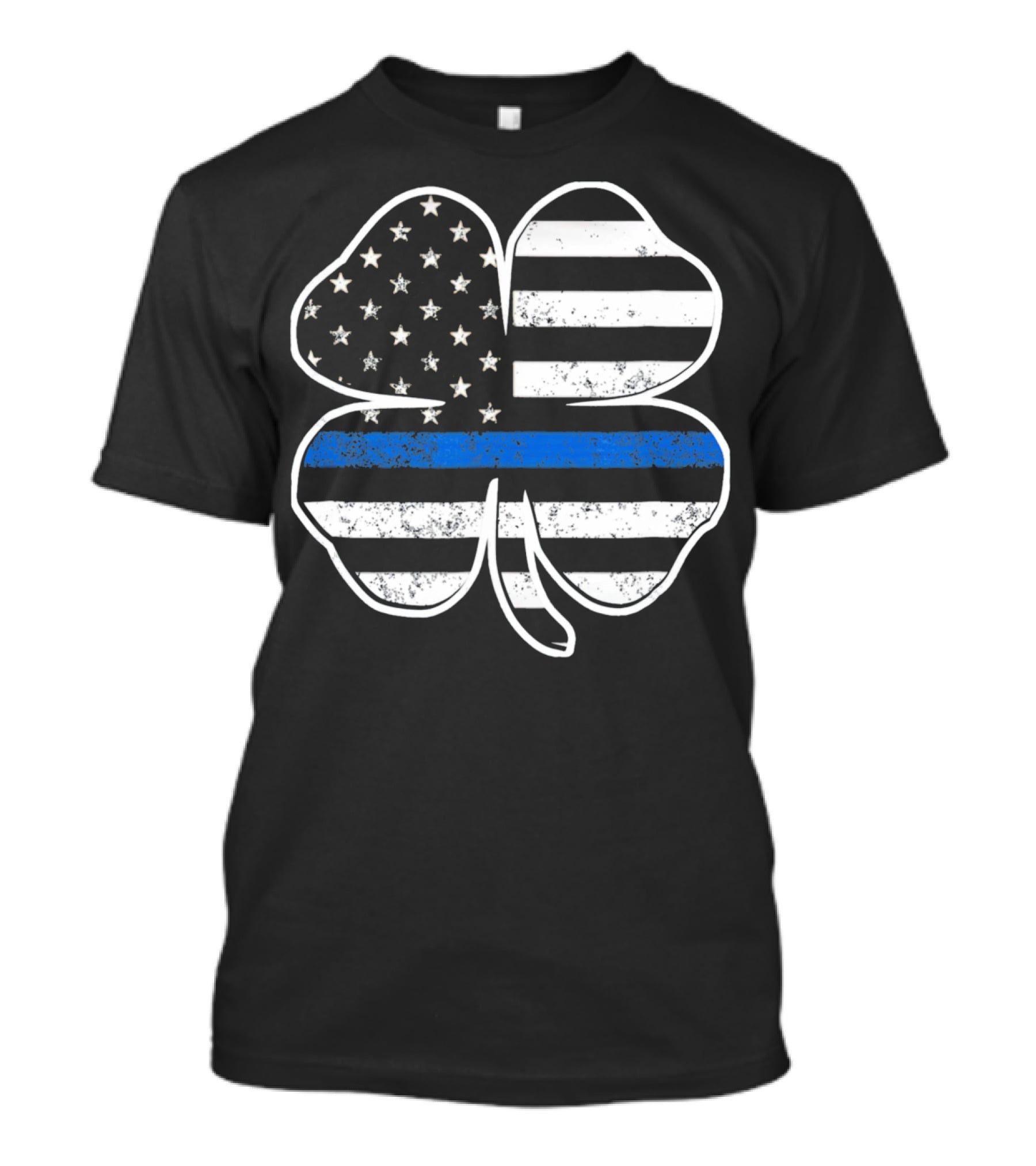 Police Flag Thin Blue Line Shamrock T-Shirt