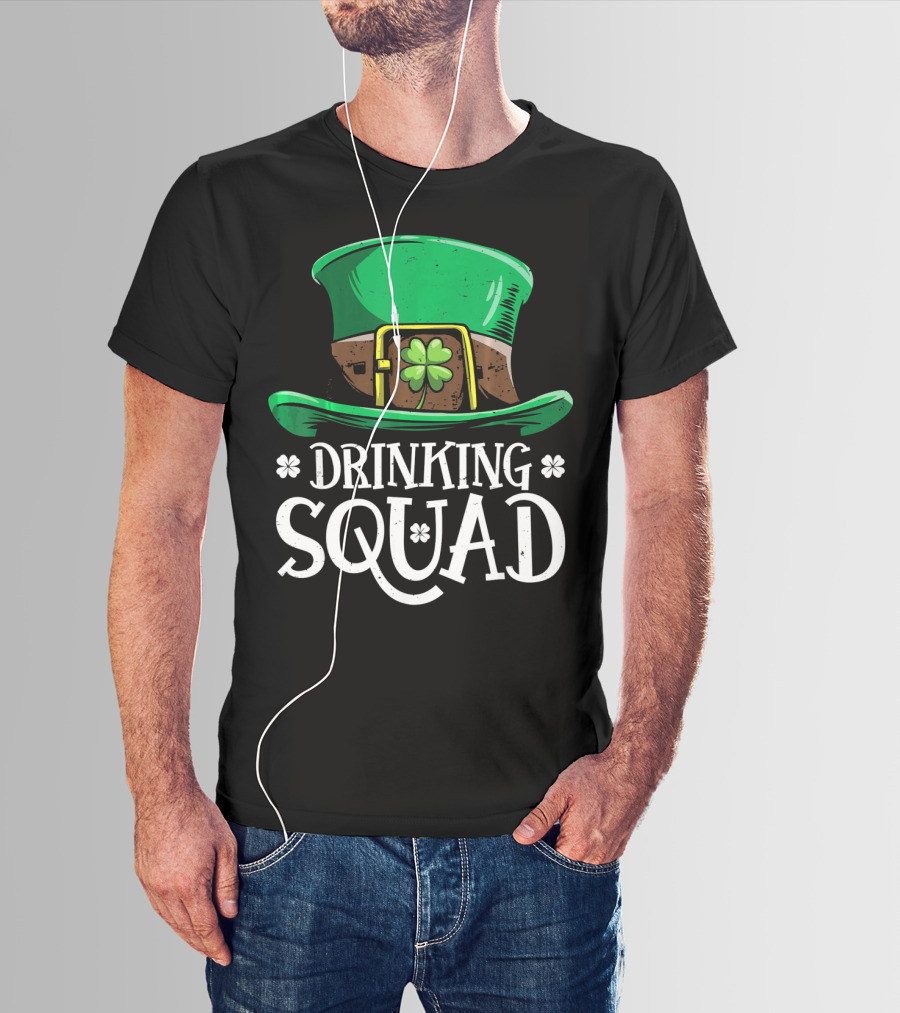 Leprechaun Drinking Squad St Pat Green Hat Clover St Patrick's Day T-Shirt