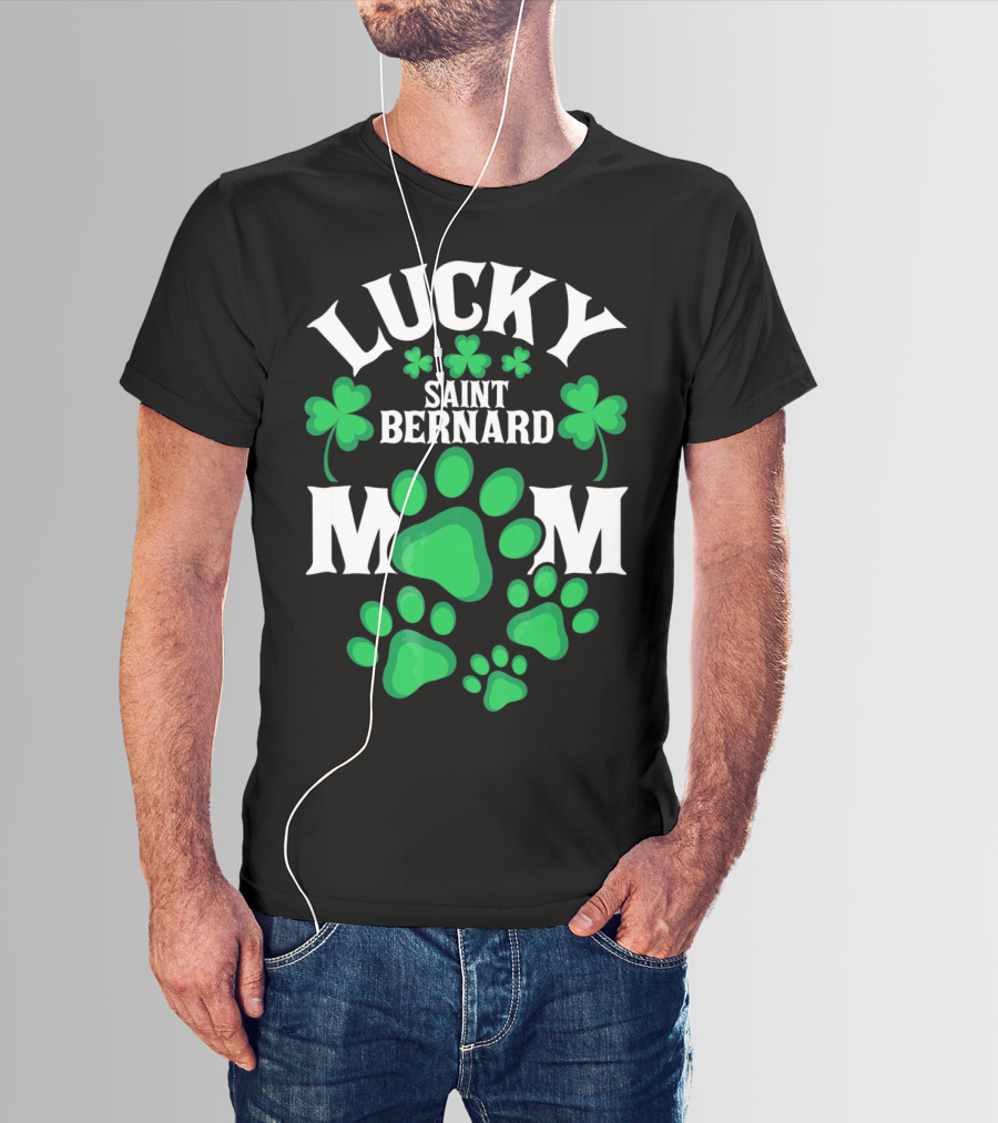 Lucky Saint Bernard Mom St. Patrick's Day T-Shirt