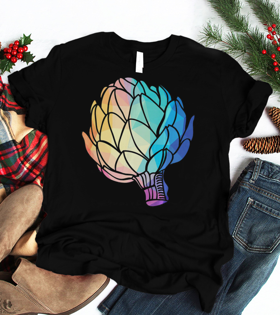 Low Poly Artichoke Vegetarian Rainbow Geometric T-Shirt