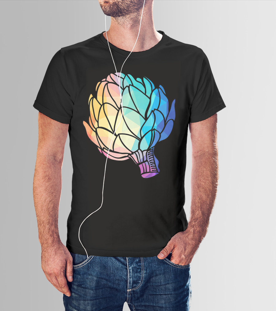 Low Poly Artichoke Vegetarian Rainbow Geometric T-Shirt