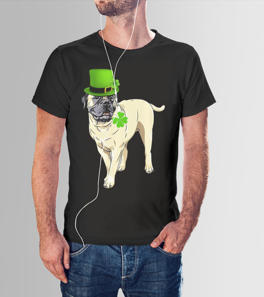 St Patricks Day BullMastiff Dog Irish Shamrock Hat T-Shirt