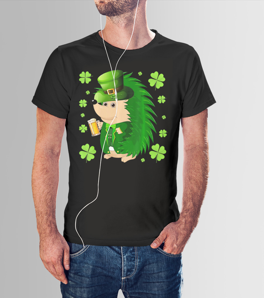 Funny Hedgichaun Leprechaun Clover Beer St. Patrick's Day T-Shirt