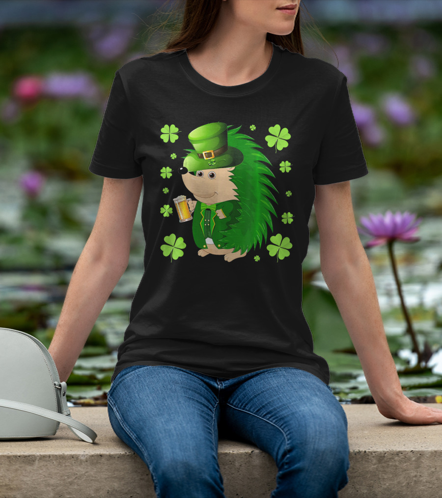 Funny Hedgichaun Leprechaun Clover Beer St. Patrick's Day T-Shirt