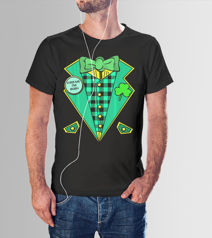 Kiss Me I'm Irish Leprechaun Costume Look With Bow Tie And Shamrock T-Shirt
