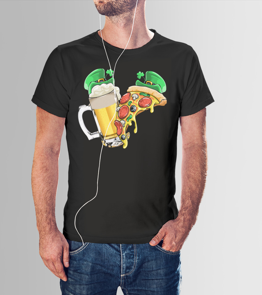 Beer Pizza Leprechaun Hat St. Patrick's Day T-Shirt