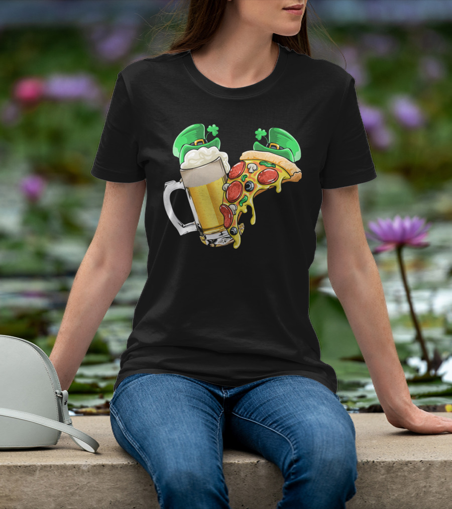 Beer Pizza Leprechaun Hat St. Patrick's Day T-Shirt