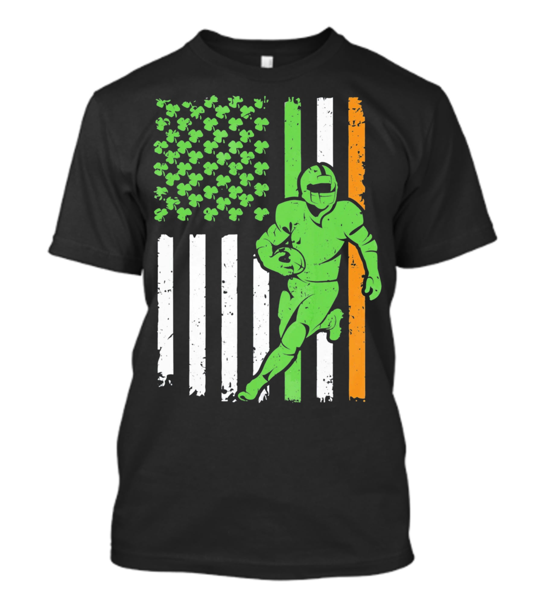 Irish American Football Flag St Patricks Day Shamrock Stripes T-Shirt