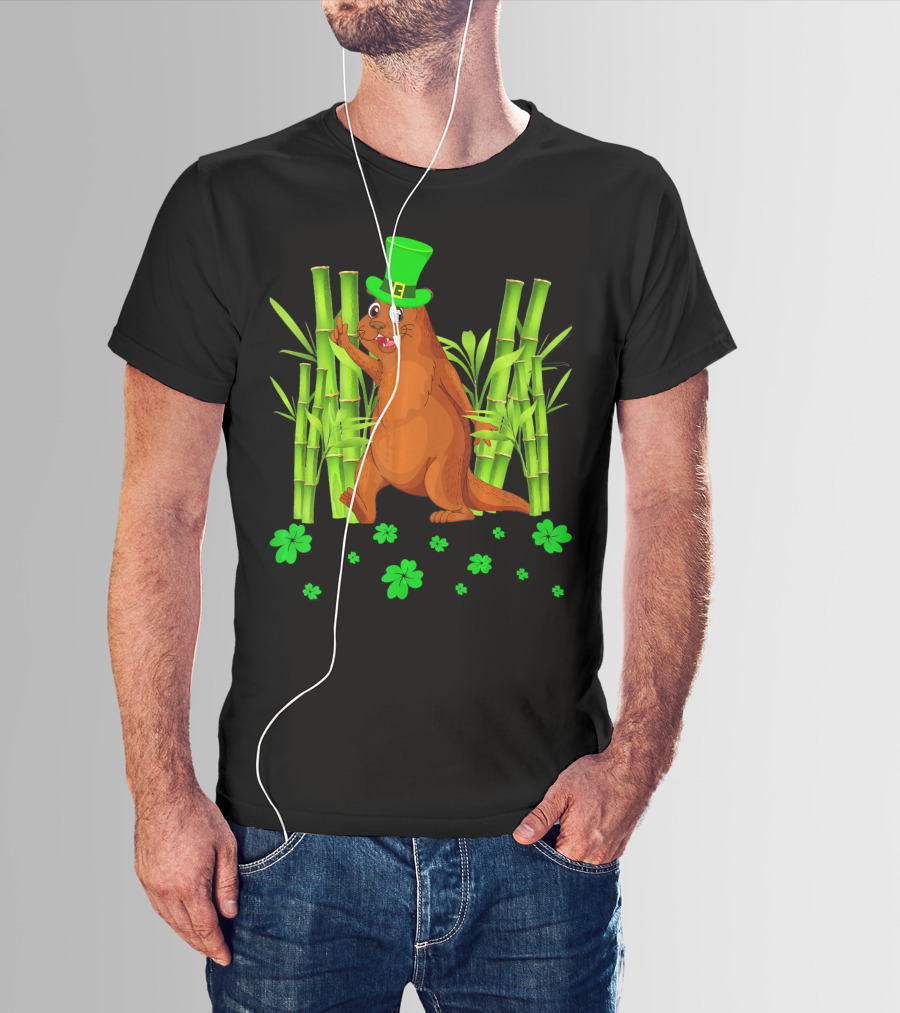 Leprechaun Otter St Patricks Day Shamrock Bamboo T-Shirt