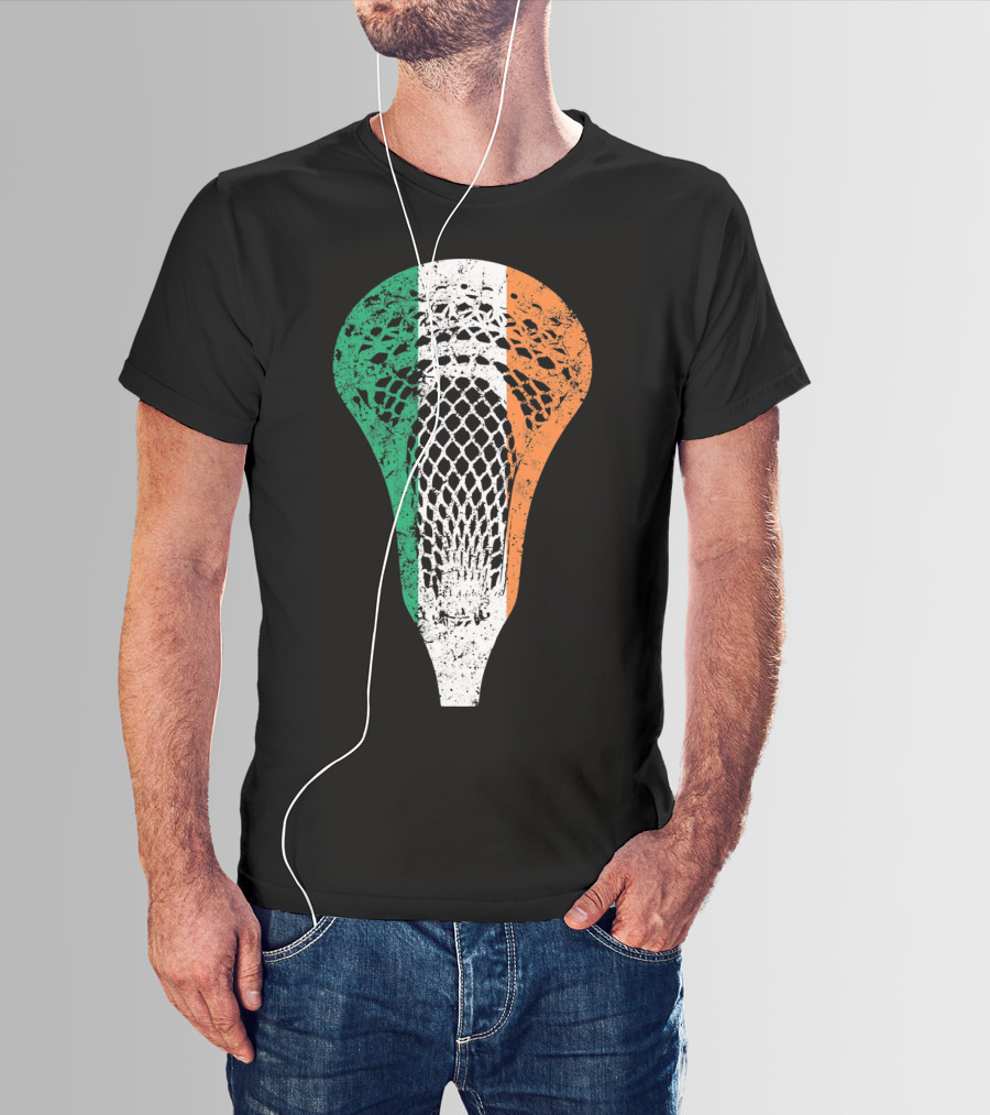Irish Lacrosse Ireland Tricolor Lacrosse Stick Net T-Shirt