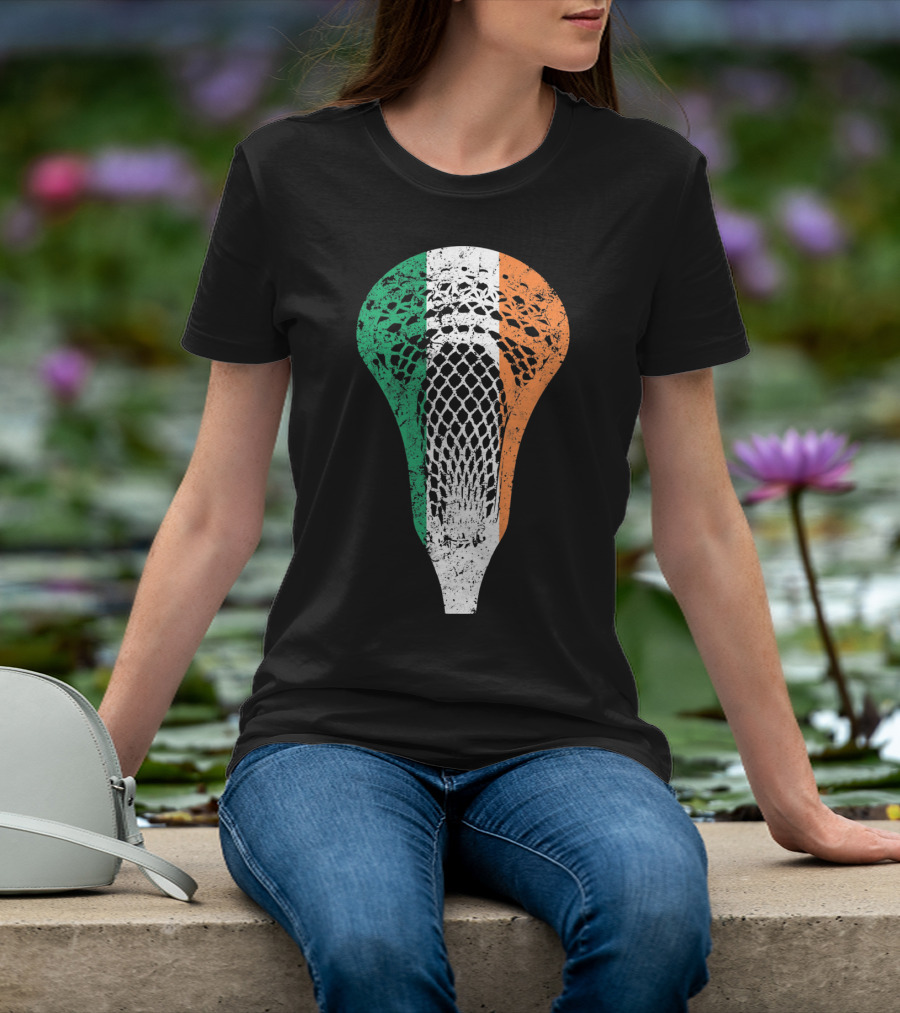 Irish Lacrosse Ireland Tricolor Lacrosse Stick Net T-Shirt